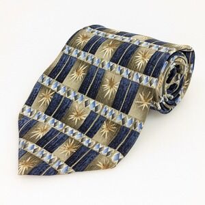 Vtg Jimmy V Jamal Anderson Starburst 100% Silk Neck Tie 3.75 x 56 Blue Geometric